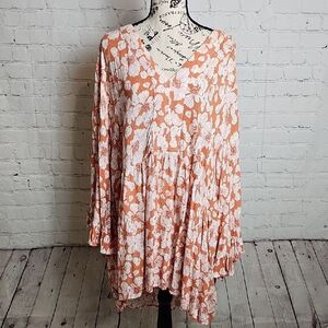Cynthia Rowley Floral Orange And White Floral Tunic